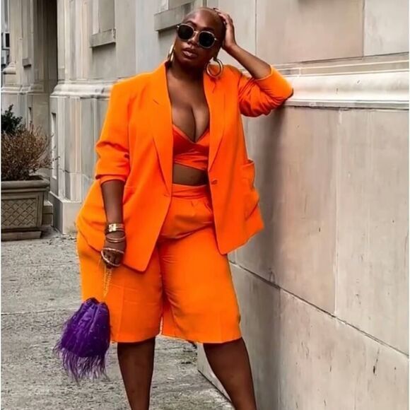Eloquii Jackets & Blazers - Eloquii Orange Long‎ Sleeve Blazer With Pockets Plus Size 14